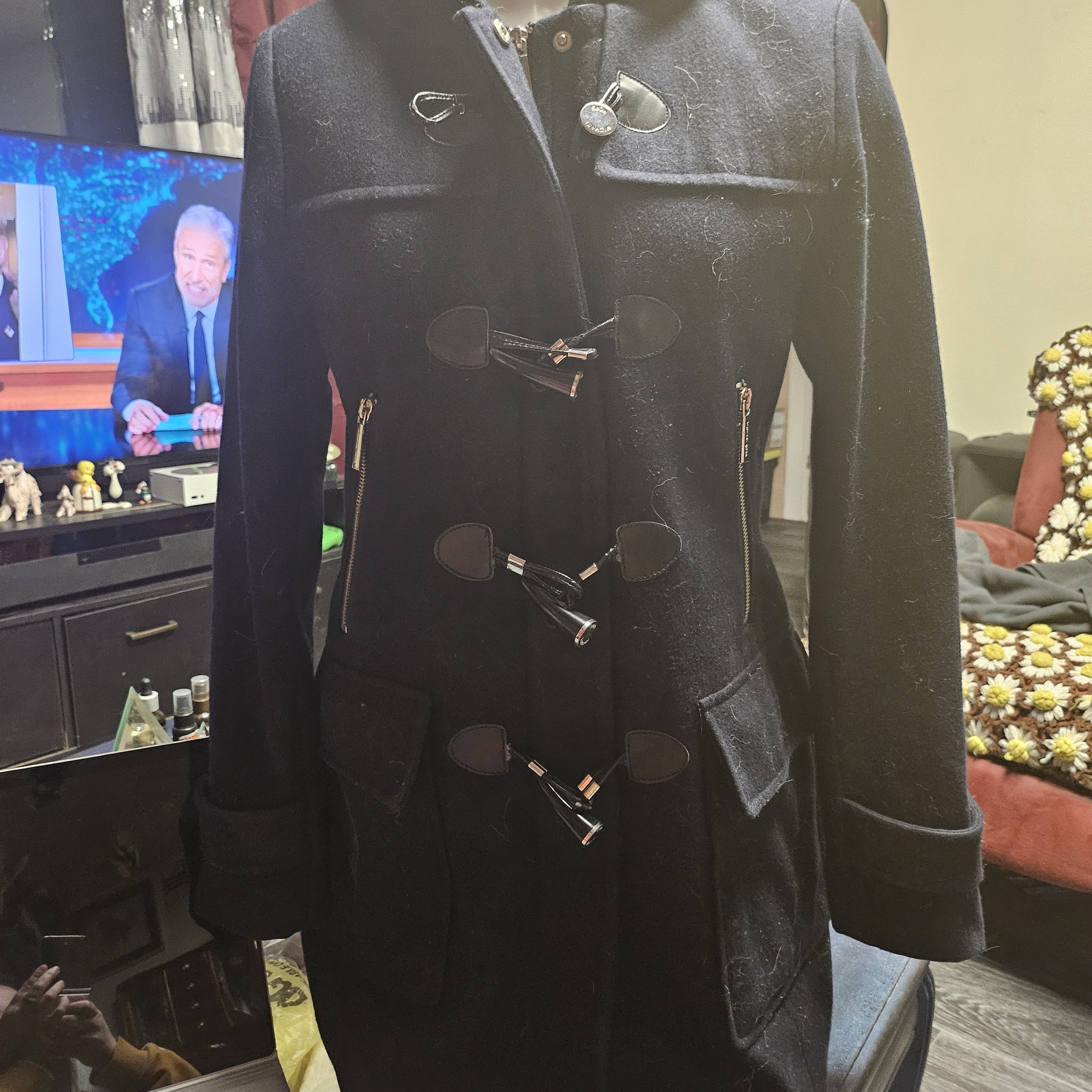 Michael Kors Dark Blue Toggle Trench Coat